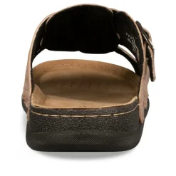 Mules Confort MARRON Homme CUIR Motif Uni Boucle
