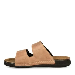 Mules Confort MARRON Homme CUIR Motif Uni Scratch