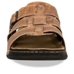 Mules Confort MARRON Homme CUIR Motif Uni Boucle