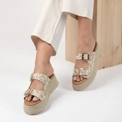Mules Corde BEIGE Femme A Enfiler