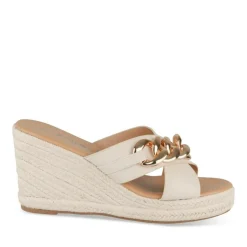 Mules Corde BEIGE Femme Motif Chaîne A Enfiler