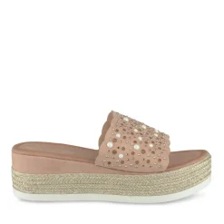 Mules Corde BEIGE Femme Motif Paillettes A Enfiler