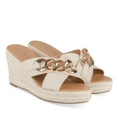 Mules Corde BEIGE Femme Motif Chaîne A Enfiler
