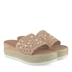 Mules Corde BEIGE Femme Motif Paillettes A Enfiler