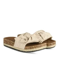 Mules Corde BEIGE Femme Motif Rayures A Enfiler