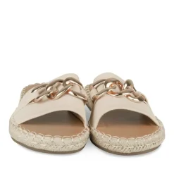 Mules Corde BEIGE Femme Motif Chaîne A Enfiler