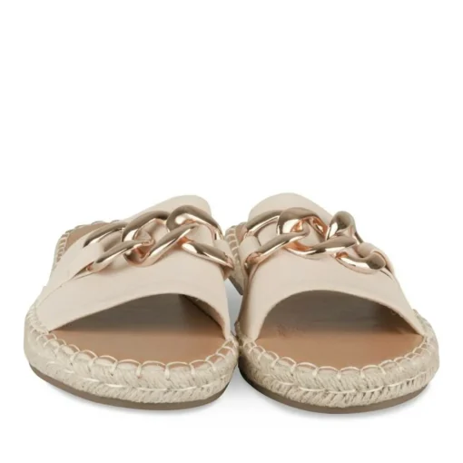 Mules Corde BEIGE Femme Motif Chaîne A Enfiler