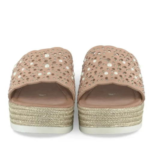 Mules Corde BEIGE Femme Motif Paillettes A Enfiler
