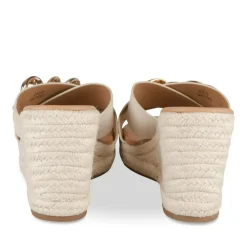Mules Corde BEIGE Femme Motif Chaîne A Enfiler