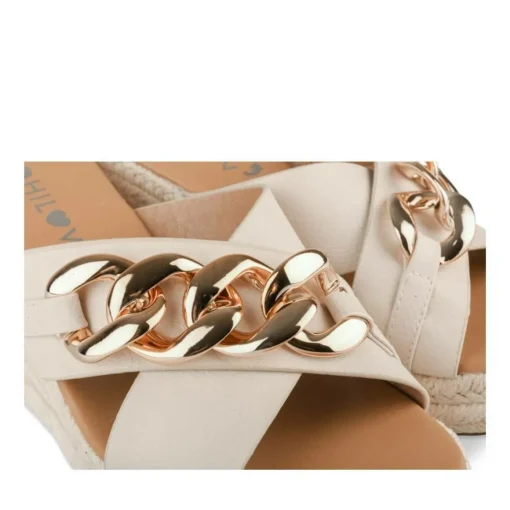 Mules Corde BEIGE Femme Motif Chaîne A Enfiler