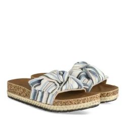 Mules Corde BLANC Femme Motif Rayures A Enfiler