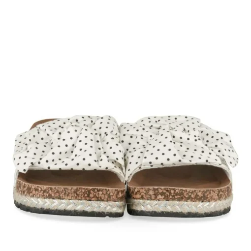 Mules Corde BLANC Femme Motif A Pois A Enfiler