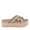 Mules Corde COGNAC Femme Motif Fleuri A Enfiler