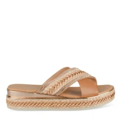 Mules Corde COGNAC Femme Motif Tressé A Enfiler