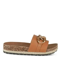 Mules Corde COGNAC Femme Motif Chaîne A Enfiler