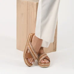 Mules Corde COGNAC Femme Motif Tressé A Enfiler