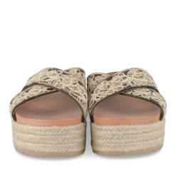 Mules Corde COGNAC Femme Motif Fleuri A Enfiler