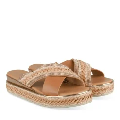 Mules Corde COGNAC Femme Motif Tressé A Enfiler