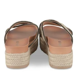 Mules Corde COGNAC Femme Motif Fleuri A Enfiler