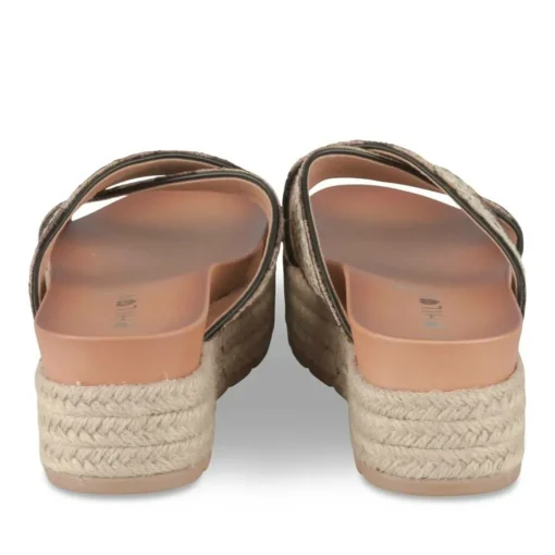 Mules Corde COGNAC Femme Motif Fleuri A Enfiler