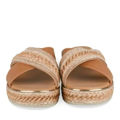 Mules Corde COGNAC Femme Motif Tressé A Enfiler