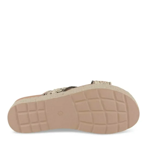 Mules Corde COGNAC Femme Motif Fleuri A Enfiler