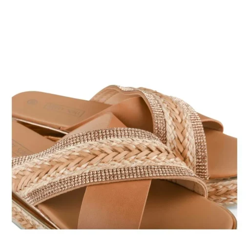 Mules Corde COGNAC Femme Motif Tressé A Enfiler