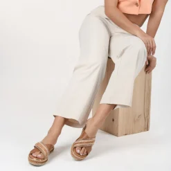 Mules Corde COGNAC Femme Motif Tressé A Enfiler