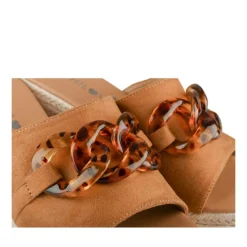 Mules Corde MARRON Femme Motif Chaîne A Enfiler