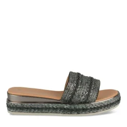 Mules Corde NOIR Femme Motif Tressé A Enfiler