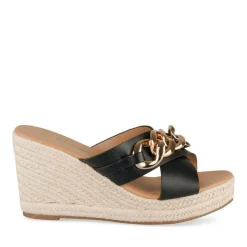 Mules Corde NOIR Femme Motif Chaîne A Enfiler