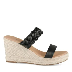 Mules Corde NOIR Femme Motif Tressé A Enfiler