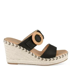 Mules Corde NOIR Femme Motif Uni A Enfiler