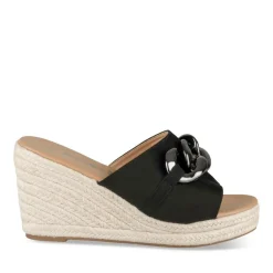 Mules Corde NOIR Femme Motif Chaîne A Enfiler