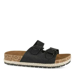 Mules Corde NOIR Femme Motif Paillettes A Enfiler