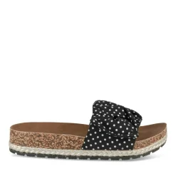 Mules Corde NOIR Femme Motif A Pois A Enfiler