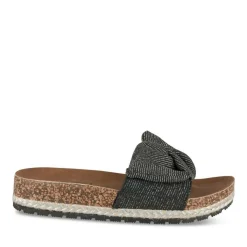 Mules Corde NOIR Femme Motif Rayures A Enfiler