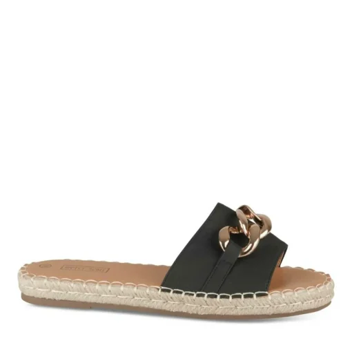 Mules Corde NOIR Femme Motif Uni A Enfiler