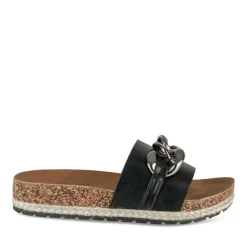 Mules Corde NOIR Femme Motif Chaîne A Enfiler