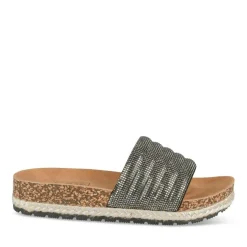 Mules Corde NOIR Femme Motif Paillettes A Enfiler