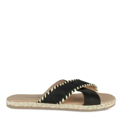 Mules Corde NOIR Femme Motif Tressé A Enfiler