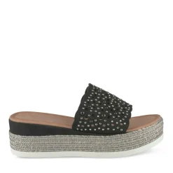 Mules Corde NOIR Femme Motif Paillettes A Enfiler