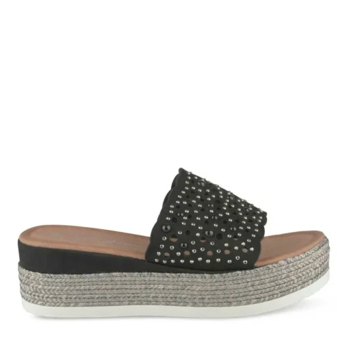 Mules Corde NOIR Femme Motif Paillettes A Enfiler