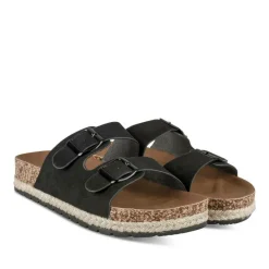 Mules Corde NOIR Femme Motif Uni A Enfiler