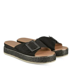 Mules Corde NOIR Femme Motif Uni A Enfiler