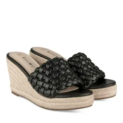 Mules Corde NOIR Femme Motif Tressé A Enfiler