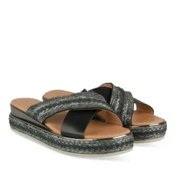 Mules Corde NOIR Femme Motif Tressé A Enfiler