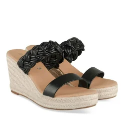 Mules Corde NOIR Femme Motif Tressé A Enfiler