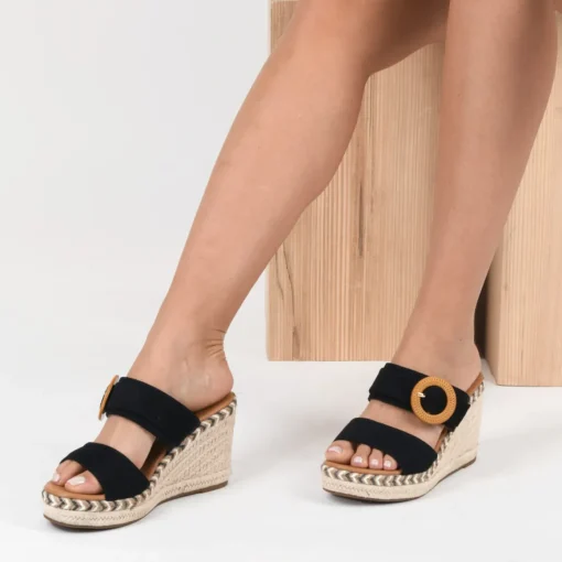 Mules Corde NOIR Femme Motif Uni A Enfiler