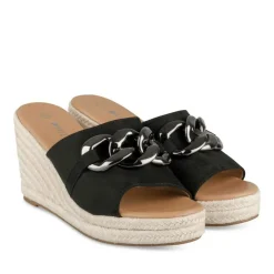 Mules Corde NOIR Femme Motif Chaîne A Enfiler